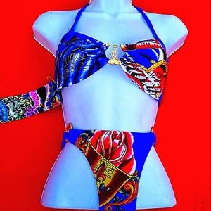 Y2K Christian Audigier Rhinestone Bikini - Small NWT - ED Hardy Von Dutch SMET